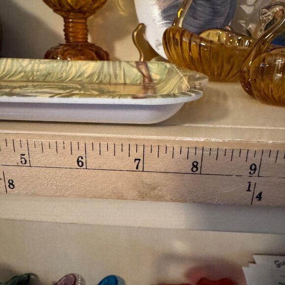 Vintage Tropical Palm Tree Green Beige Decorative Melamine Trinket Tray Set of 3 - Picture 9 of 16